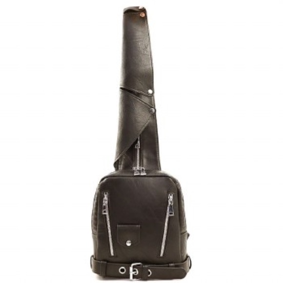 Faux Leather Sling Backpack - Picture 5 of 9